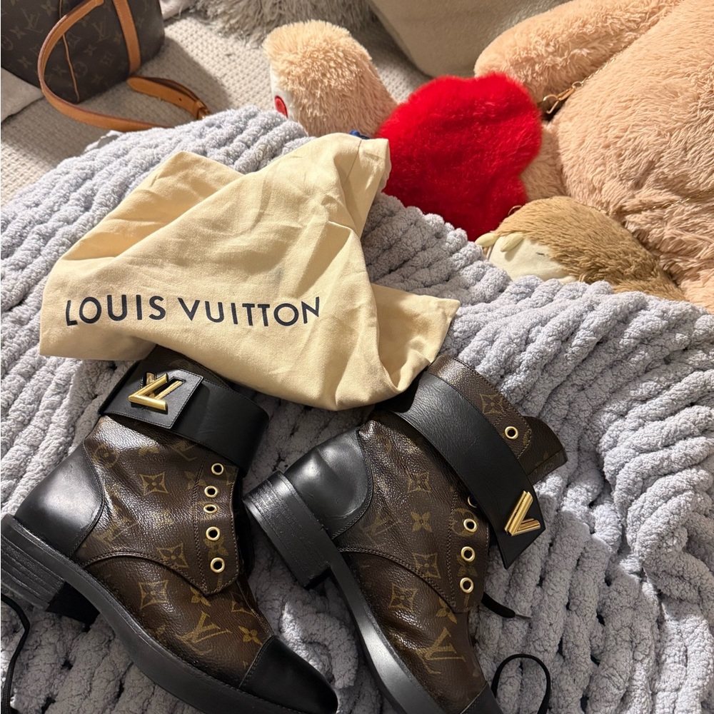 Louis Vuitton Black and Brown Monogram Ankle Boots